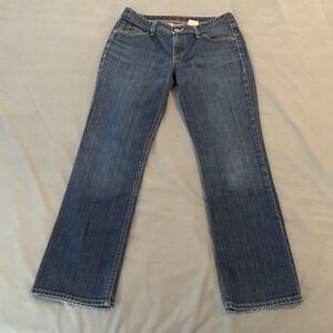 Eddie‎ Bauer Jeans Womens 8P Petite Blue Denim Stretch Straight Leg Medium Wash